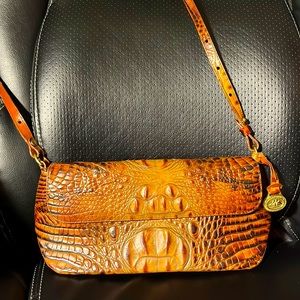 Brahmin Croc Embossed Brown And Black Leather Shoulder Bag — $100 OBO